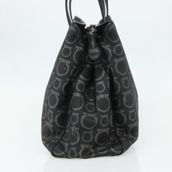 Salvatore Ferragamo Gancini Tote Bag Leather Black Silver Auth ka4260