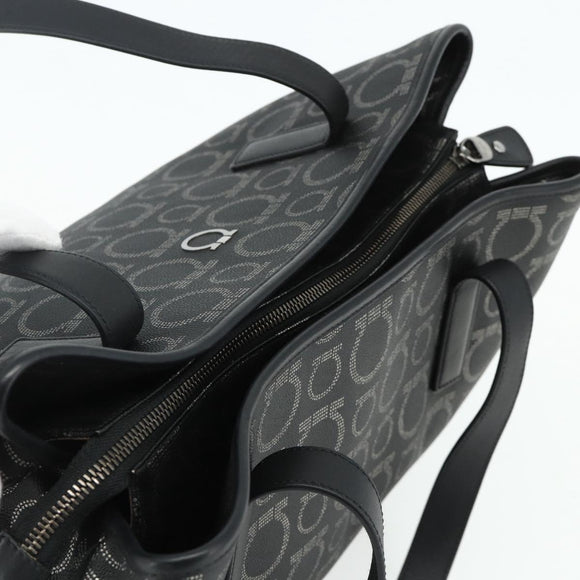 Salvatore Ferragamo Gancini Tote Bag Leather Black Silver Auth ka4260