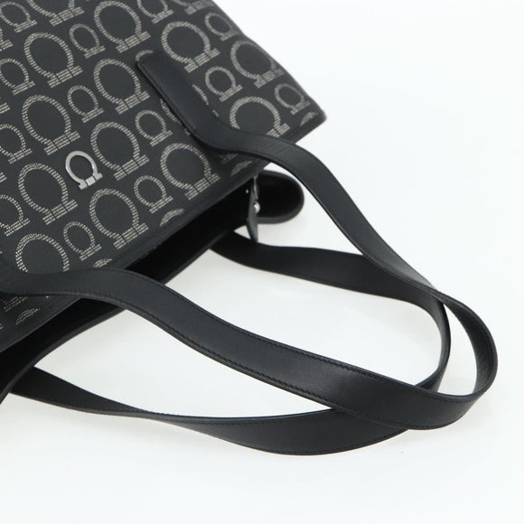 Salvatore Ferragamo Gancini Tote Bag Leather Black Silver Auth ka4260