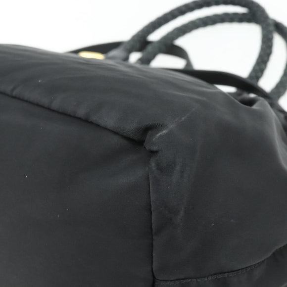 PRADA Hand Bag Nylon 2way Black Gold Auth ka4261