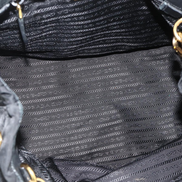 PRADA Hand Bag Nylon 2way Black Gold Auth ka4261