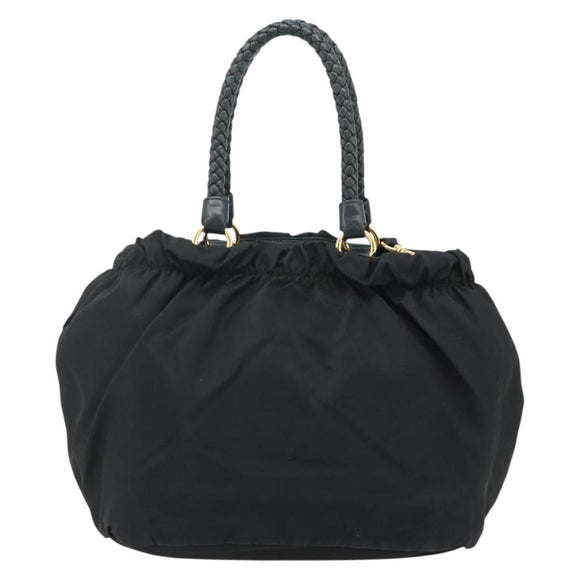 PRADA Hand Bag Nylon 2way Black Gold Auth ka4261