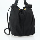 PRADA Hand Bag Nylon 2way Black Gold Auth ka4261-4