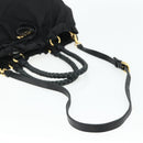 PRADA Hand Bag Nylon 2way Black Gold Auth ka4261-9