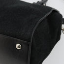 Salvatore Ferragamo Gancini Bag Canvas Leather 2way Black Silver Auth ka4262A-14