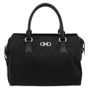 Salvatore Ferragamo Gancini Bag Canvas Leather 2way Black Silver Auth ka4262A-2
