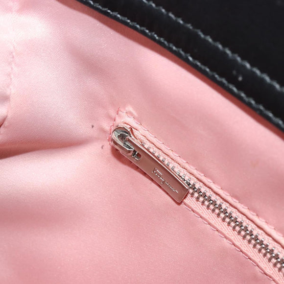Salvatore Ferragamo Gancini Bag Canvas Leather 2way Black Silver Auth ka4262A