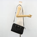 Salvatore Ferragamo Gancini Bag Canvas Leather 2way Black Silver Auth ka4262A-26