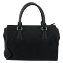 Salvatore Ferragamo Gancini Bag Canvas Leather 2way Black Silver Auth ka4262A-3
