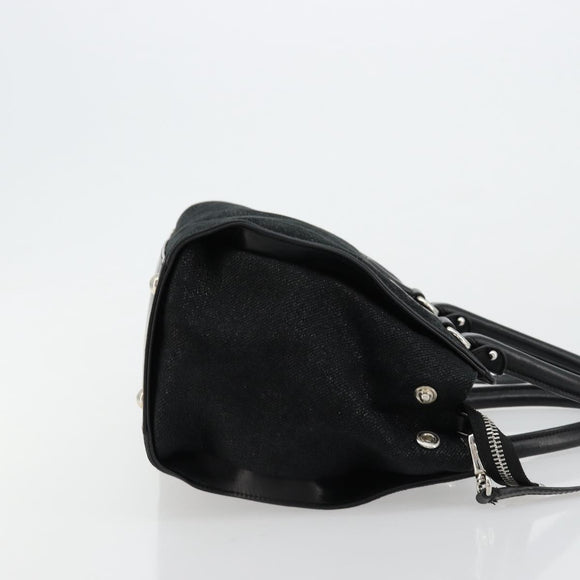 Salvatore Ferragamo Gancini Bag Canvas Leather 2way Black Silver Auth ka4262A