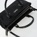 Salvatore Ferragamo Gancini Bag Canvas Leather 2way Black Silver Auth ka4262A-6