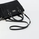 Salvatore Ferragamo Gancini Bag Canvas Leather 2way Black Silver Auth ka4262A-9