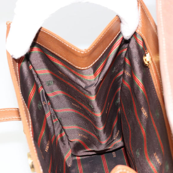 LOEWE Velazquez Shoulder Bag Leather Brown Gold Auth ka4263