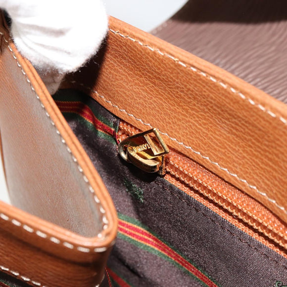 LOEWE Velazquez Shoulder Bag Leather Brown Gold Auth ka4263