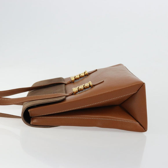 LOEWE Velazquez Shoulder Bag Leather Brown Gold Auth ka4263