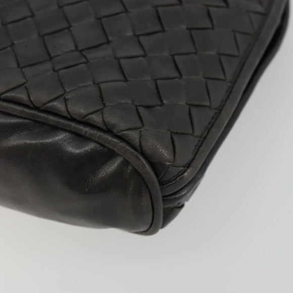 BOTTEGA VENETA INTRECCIATO Shoulder Bag Leather Black Auth ka4265A