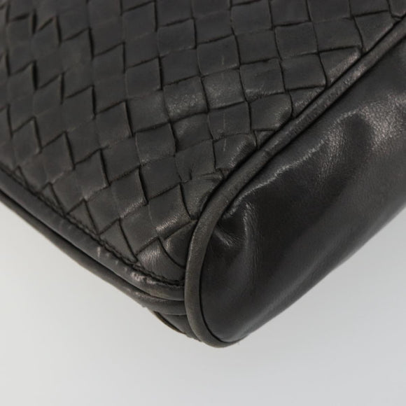 BOTTEGA VENETA INTRECCIATO Shoulder Bag Leather Black Auth ka4265A