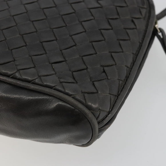 BOTTEGA VENETA INTRECCIATO Shoulder Bag Leather Black Auth ka4265A