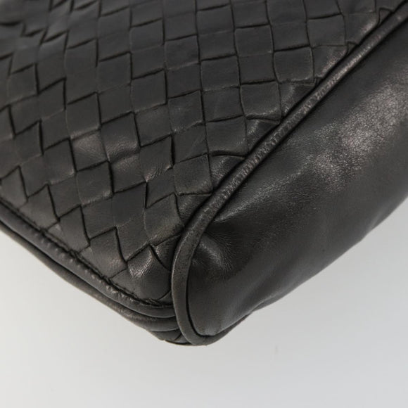 BOTTEGA VENETA INTRECCIATO Shoulder Bag Leather Black Auth ka4265A