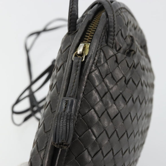 BOTTEGA VENETA INTRECCIATO Shoulder Bag Leather Black Auth ka4265A