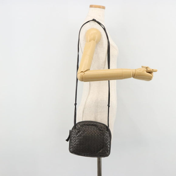 BOTTEGA VENETA INTRECCIATO Shoulder Bag Leather Black Auth ka4265A