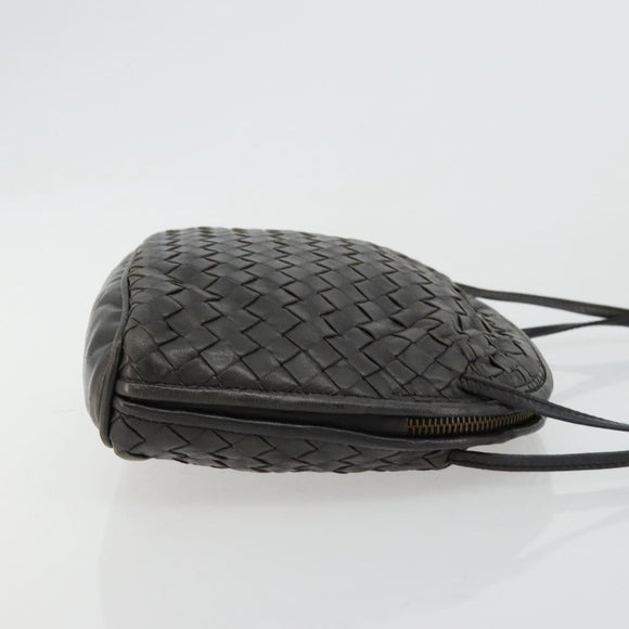 BOTTEGA VENETA INTRECCIATO Shoulder Bag Leather Black Auth ka4265A