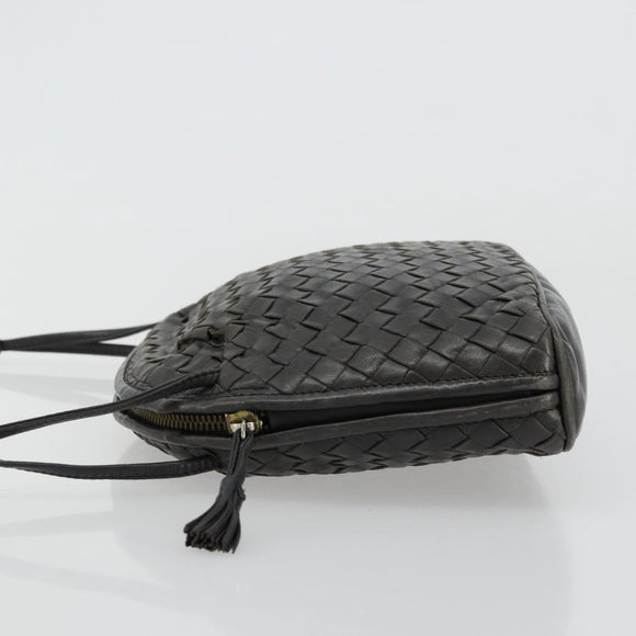BOTTEGA VENETA INTRECCIATO Shoulder Bag Leather Black Auth ka4265A