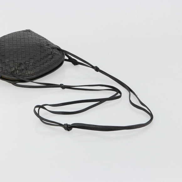 BOTTEGA VENETA INTRECCIATO Shoulder Bag Leather Black Auth ka4265A