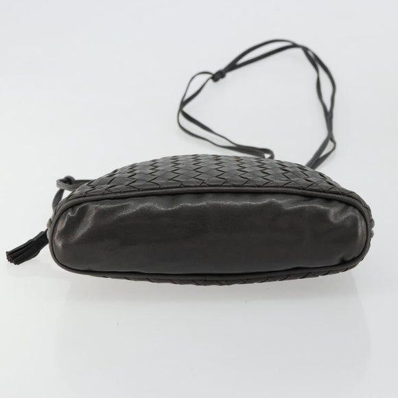 BOTTEGA VENETA INTRECCIATO Shoulder Bag Leather Black Auth ka4265A