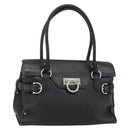 Salvatore Ferragamo Gancini Shoulder Bag Leather Black Silver Auth ka4272A-1