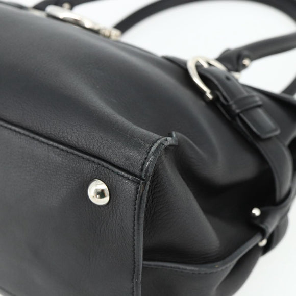Salvatore Ferragamo Gancini Shoulder Bag Leather Black Silver Auth ka4272A