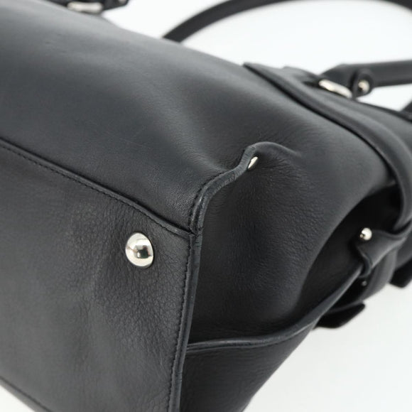 Salvatore Ferragamo Gancini Shoulder Bag Leather Black Silver Auth ka4272A