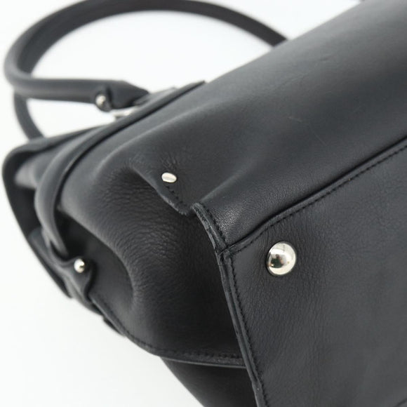 Salvatore Ferragamo Gancini Shoulder Bag Leather Black Silver Auth ka4272A