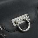 Salvatore Ferragamo Gancini Shoulder Bag Leather Black Silver Auth ka4272A-14