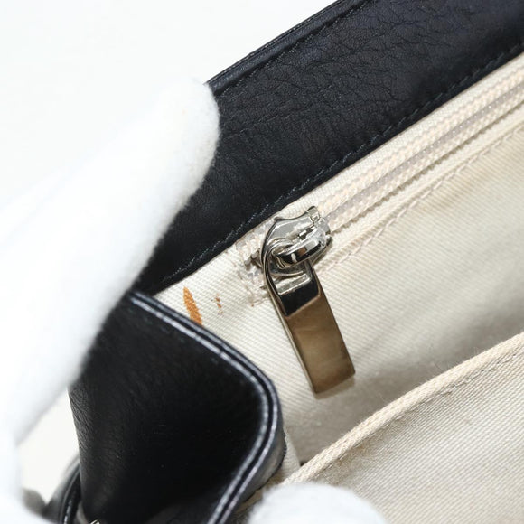 Salvatore Ferragamo Gancini Shoulder Bag Leather Black Silver Auth ka4272A