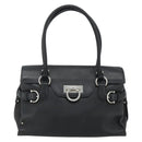 Salvatore Ferragamo Gancini Shoulder Bag Leather Black Silver Auth ka4272A-2