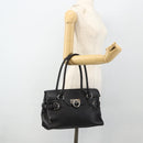 Salvatore Ferragamo Gancini Shoulder Bag Leather Black Silver Auth ka4272A-23