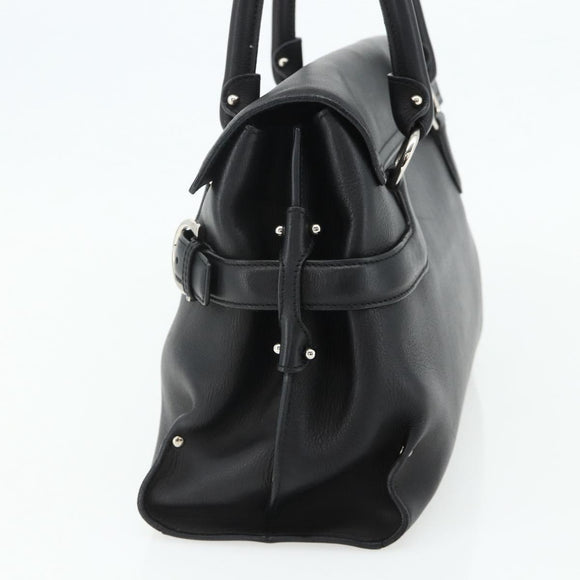 Salvatore Ferragamo Gancini Shoulder Bag Leather Black Silver Auth ka4272A