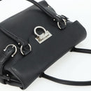 Salvatore Ferragamo Gancini Shoulder Bag Leather Black Silver Auth ka4272A-6