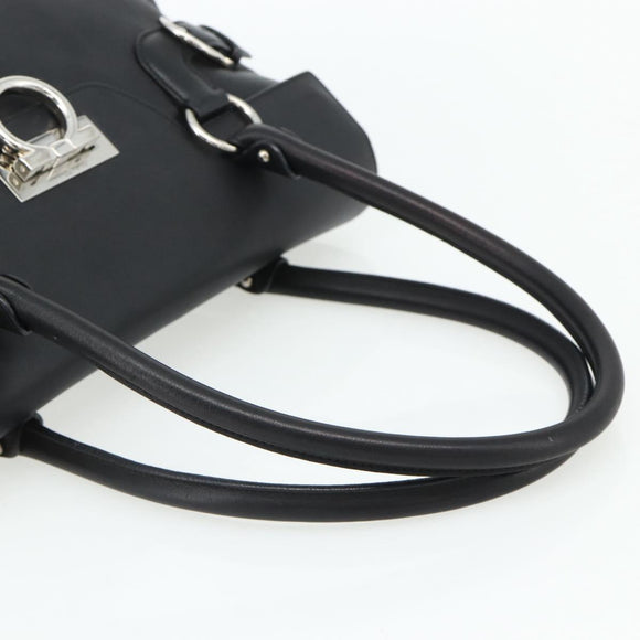 Salvatore Ferragamo Gancini Shoulder Bag Leather Black Silver Auth ka4272A