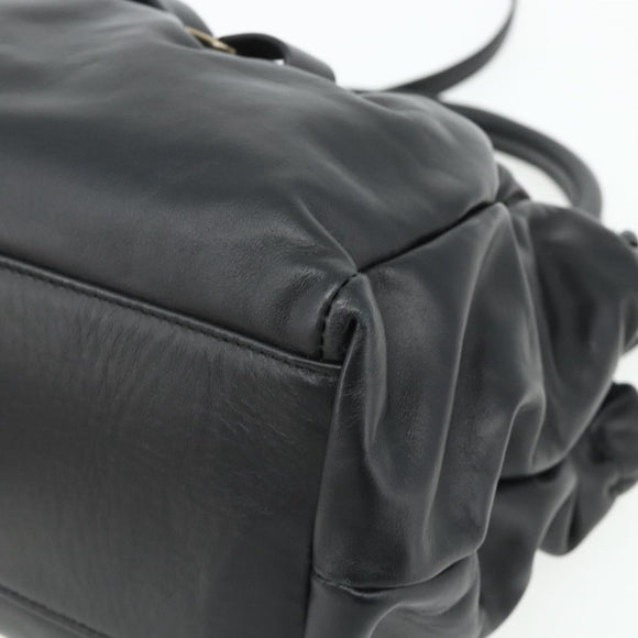 Salvatore Ferragamo Vala Hand Bag Leather 2way Black Gold Auth ka4273A