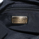 Salvatore Ferragamo Vala Hand Bag Leather 2way Black Gold Auth ka4273A-17