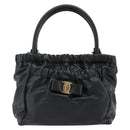 Salvatore Ferragamo Vala Hand Bag Leather 2way Black Gold Auth ka4273A-2