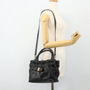 Salvatore Ferragamo Vala Hand Bag Leather 2way Black Gold Auth ka4273A-27