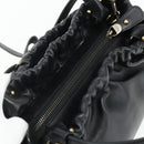 Salvatore Ferragamo Vala Hand Bag Leather 2way Black Gold Auth ka4273A-6