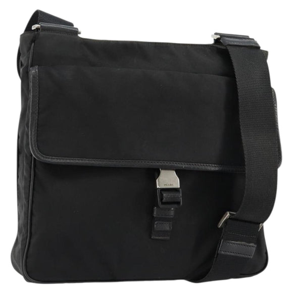 PRADA Shoulder Bag Nylon Black Silver Auth ka4274