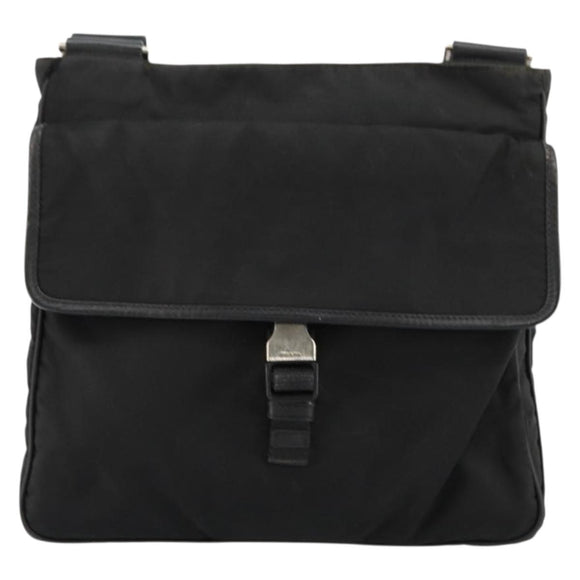 PRADA Shoulder Bag Nylon Black Silver Auth ka4274