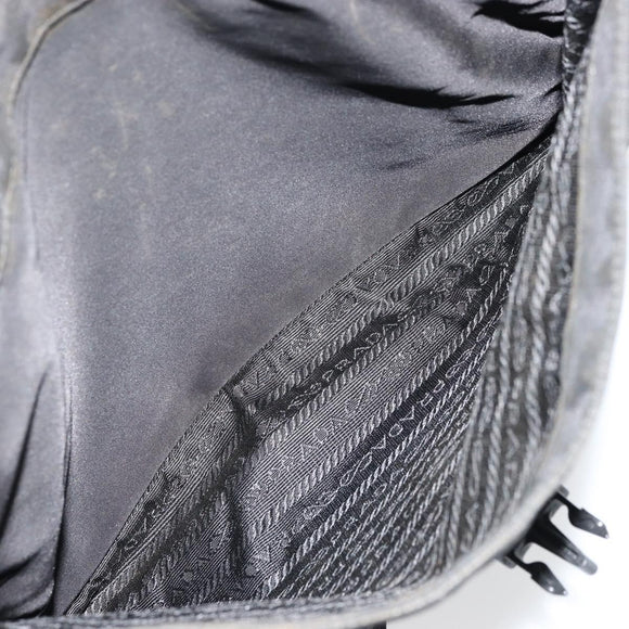 PRADA Shoulder Bag Nylon Black Silver Auth ka4274