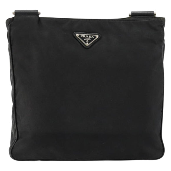 PRADA Shoulder Bag Nylon Black Silver Auth ka4274