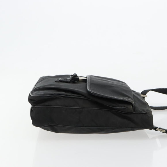 PRADA Shoulder Bag Nylon Black Silver Auth ka4274